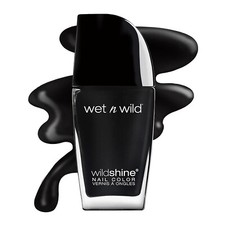wet n wild Wild Shine Nail Polish, Black Crème, Nail Color, freeship picture