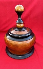 Vintage Contemporary Large Wooden Urn / Ginger Jar w/ Lid 11