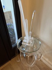 Mid Century Lucite Acrylic Sculpture Obelisk Display 21” Tall picture