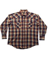 Vintage Plains Western Wear Red & Blue Plaid Snap Long Sleeve Shirt Men’s XL picture