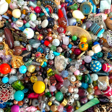 1 lb BEAD SOUP Random Mix Loose Jewelry Upcycled Craft Charms 16 oz bulk 450 g picture