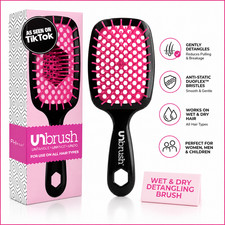 FHI Heat UNbrush Detangling Brush Wet Dry Hair Anti-Static Bristles Black Pink picture