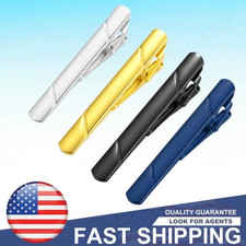 4PCS Stainless Steel Tie Clip Necktie Bar Clasp Clamp Pin Gold Black Silver Mens picture