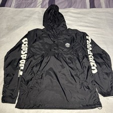 HUF Thrasher Tour De Stoops Packable Anorak Windbreaker Hoodie Black Men’s Large picture