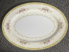 Vintage Noritake Oval Platter Green and Yellow Floral Band Circa 1920-1930 (L2) picture