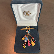BRADFORD EXCHANGE DISNEY CHARACTERS CHARMS GOLD PLATED NECKLACE NEW IN BOX RARE picture