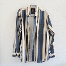 Vintage Faded Glory Striped Long Sleeve 100% Cotton Button Down Shirt picture