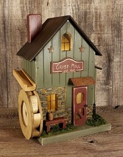 Rustic Primitive Wooden Grist Mill , Farmhouse Collection, Lighted , Folk Art picture