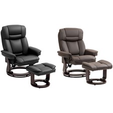 HOMCOM PU Leather Recliner with Ottoman, Swivel Reclining Chair picture