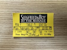 2/18/97 Siegfried and Roy at the Mirage Ticket Stub Las Vegas picture