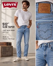 Levi’s Premium 512 Jeans Men’s 32x32 Light Wash Slim Taper Acid Wash Denim picture