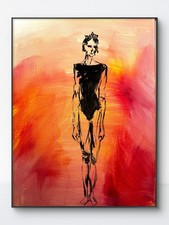 SAMATOWIC Original 12x16 Expressionist Figure Crown Bodysuit Painting Signed picture