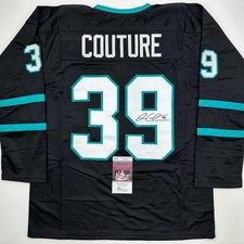 Autographed/Signed Logan Couture San Jose Black Hockey Jersey JSA COA picture