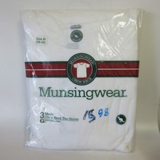 Vintage 1997 Munsingwear Crew Neck Tee t-Shirt White 3 Pack Medium SEALED USA picture