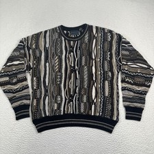 VTG 90s Florence Tricot Coogi Style 3D Knit Crewneck Sweater Mens Medium Vintage picture