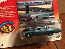 1962 Chevy bel air Muscle cars blue hood open 2003 1/64 JL johnny lightning picture