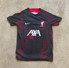 Nike Liverpool FC Pre-Match Soccer Jersey Shirt AXA Boys Kids Youth Large L Red⁠ picture