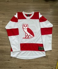 October's Very Own OVO Hockey Jersey White/Red Owl Logo Size S picture