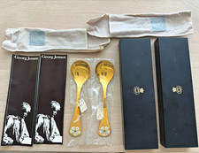 Georg Jensen 1971 Annual Spoon Set of 2 Sterling Silver Cherry Blossom w/ Boxes picture