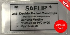 Saflip 2x2 Double Pocket Coin Flips 2 Packs of 50 Saflips 100 Long Term New picture