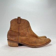 Madewell 1937 Cognac Brown Leather Comfort Side Zip Ankle Booties Womens Size 10 picture