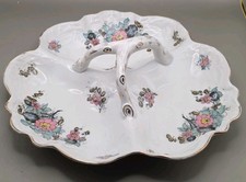 Antique A Lanterier Limoges France Divided Serving Dish Center Handle Floral picture