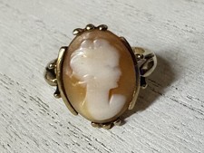 Antique Carved Cameo 10k solid Gold Ring Sz 7 - 3.6g picture