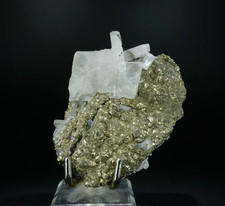 Blue Barite on Pyrite / Cavnic Mine, Romania / Fine Mineral Crystal Specimen picture