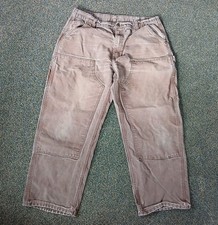 Vintage Carhartt Double Knee Work Pants 34x26 Brown Duck Canvas Faded Distressed picture