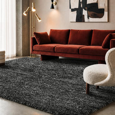 Tufted Fluffy Area Rug - 6X9 Black Soft Shaggy Carpet picture