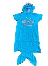 Justice Girls Be Mermaizing mermaid Hooded Pajamas Dress Sleep Shirt Size 12 NWT picture