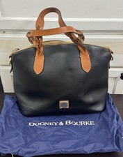 Dooney & Bourke Medium Satchel Top Handle Black/Brown, Red Lined, Dust Bag picture