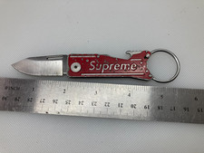 Supreme SOG Keytron Keychain Red FW18 Folding Pocket Knife Bottle Opener picture