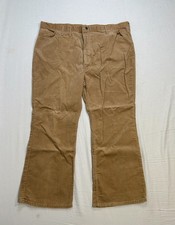 True VTG Wrangler 70s Corduroy Bell Bottom Pants 44x29 Workwear Talon USA Disco picture