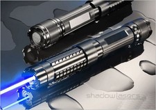 LED Adjustable Focus 450nm Blue Aluminium Flashlight Visible Beam+Charger US picture