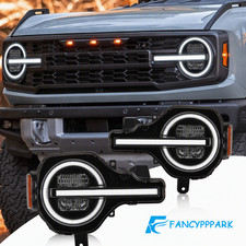 White/Yellow DRL LED Headlights For 2021-2024 Ford Bronco Raptor w/ Animation picture