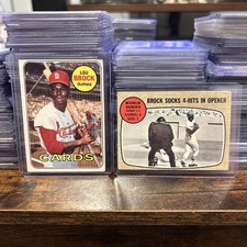 1969 Topps #85 Lou Brock Cards plus bonus 1968 Brock World Series Card picture