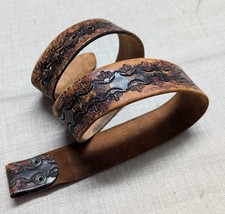 1970s vintage WESTERN buckle belt 32 leather GEOMETRIC handcrafted BOHO hippie picture