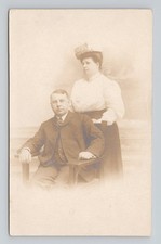 Vintage 1901 1907 Couple Atlantic City Carlin Studios Real Photo RPPC Postcard picture