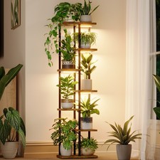 Bamworld Plant Stand with Grow Light for Indoor Plants Corner 7 Tier Metal Wood picture