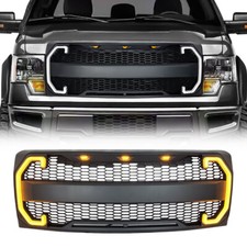 For 2009-2014 Ford F150 Front Bumper Grill Raptor Style W/DRL&Turn Signal Lights picture