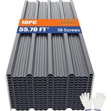 Customizable Metal Roofing Panels - 10pcs 55.7 ft², Corrugated Galvanized Steel picture