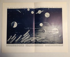 Vintage Original Pages From 1919 Encyclopedia Showing Trains Traveling To Space picture