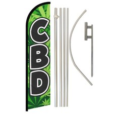 CBD Full Curve Windless Swooper Flag & Pole Kit Dispensary Smoke Shop picture