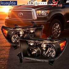 LH+RH Pair Headlights Set with Level Adjuster Fits 2007-2013 Toyota Tundra picture
