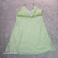 Studio 1940 Slip Dress Womens 24W Green Lined Striped Lace Trim Crossover V Neck picture