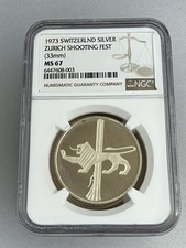 1973 Switzerland Zurich Shooting Festival Silver Medal NGC 33mm Swiss picture