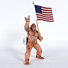 Bigfoot Rock On Hitch Cover with Real Waving American Flag picture