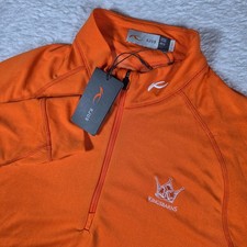 NEW KJUS Keano Kingsbarns Golf Links Men 48/S Orange L/S 1/4 Zip MG25-D04 UPF 50 picture