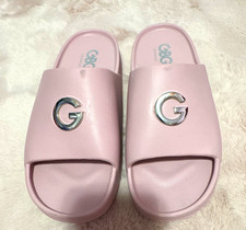 G by GUESS Women's Pink Rubber Logo Slide Sandals Open Toe Slip-On Size 7 picture